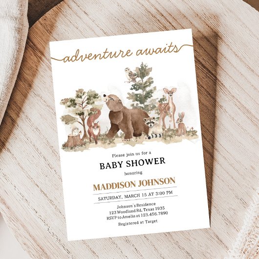 Woodland Animals Adventure wacht op Baby shower Kaart