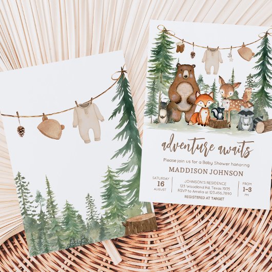 Woodland Animals Adventure wacht op Baby shower Kaart