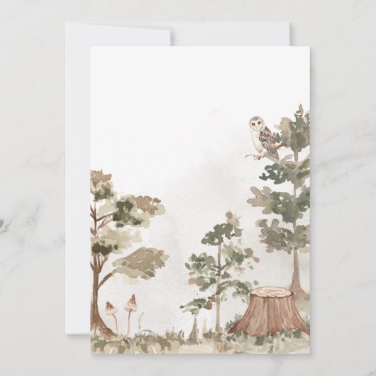 Woodland Animals Adventure wacht op Baby shower Kaart (Achterkant)