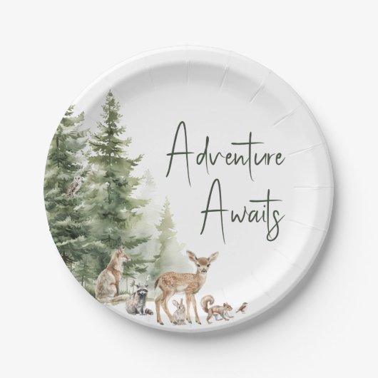 Woodland Animals Adventure wacht op Baby shower Papieren Bordje (Voorkant)