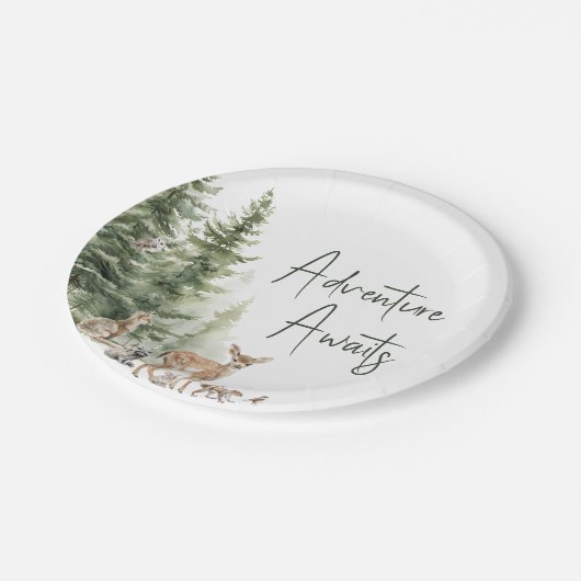 Woodland Animals Adventure wacht op Baby shower Papieren Bordje (Gekanteld)