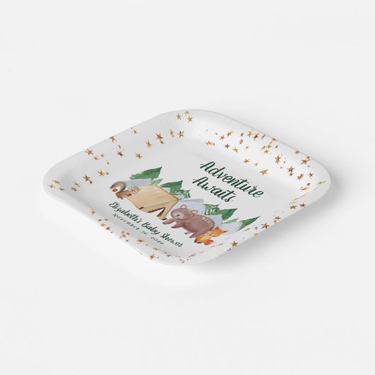 Woodland Animals Adventure wacht op Baby shower Papieren Bordje (Gebogen)