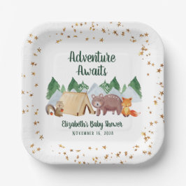 Woodland Animals Adventure wacht op Baby shower Papieren Bordje