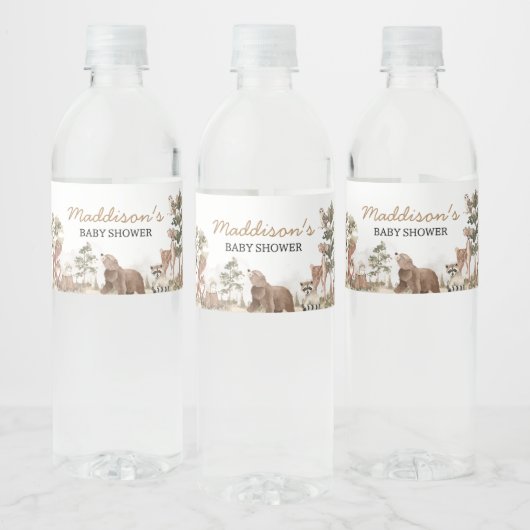 Woodland Animals Adventure wacht op Baby shower Waterfles Etiket (Flessen)