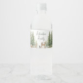 Woodland Animals Adventure wacht op Baby shower Waterfles Etiket (Voorkant)