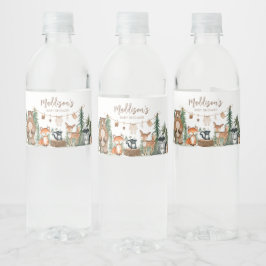 Woodland Animals Adventure wacht op Baby shower Waterfles Etiket