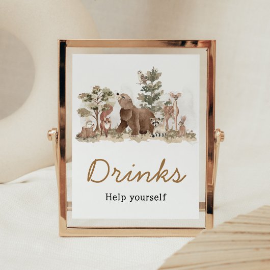 Woodland Animals Adventure wacht op Drinken Poster