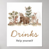 Woodland Animals Adventure wacht op Drinken Poster (Voorkant)