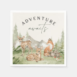 Woodland Animals Adventure wacht op verjaardag Servet