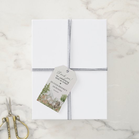 Woodland Animals Adventure wacht op verjaardagsgun Cadeaulabel (Met Touw)