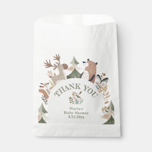 Woodland Animals Arch Baby shower Dank u Bedankzakje (Voorkant)