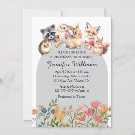 woodland animals arch baby shower invitation notitiekaartje
