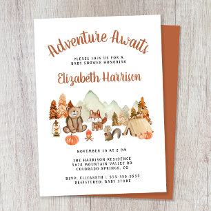 Woodland Animals Autumn Adventure Baby shower Kaart