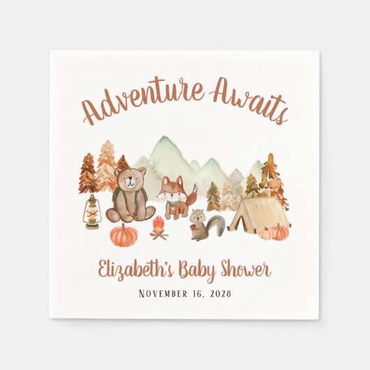 Woodland Animals Autumn Adventure Baby shower Servet (Voorkant)