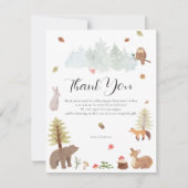 Woodland Animals Autumn Baby shower Bedankkaart (Voorkant)