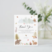 Woodland Animals Autumn Baby shower Bedankkaart (Staand voorkant)