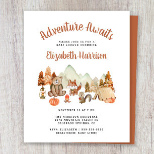 Woodland Animals Autumn Baby shower Uitnodiging