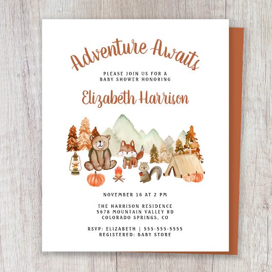 Woodland Animals Autumn Baby shower Uitnodiging