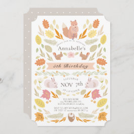 Woodland Animals Autumn Foliage Birthday Kaart