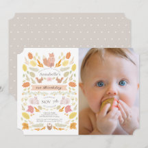 Woodland Animals Autumn Foliage Foto 1st Birthday