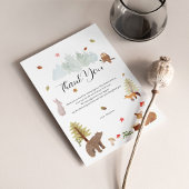 Woodland Animals Autumn Herfst Baby shower Bedankkaart