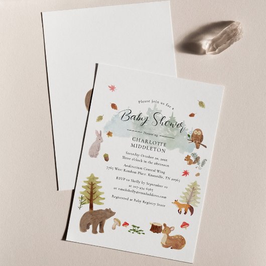 Woodland Animals Autumn Herfst Baby shower Kaart