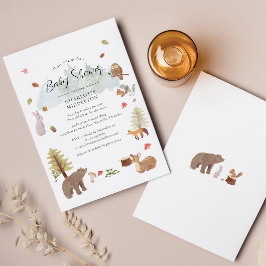 Woodland Animals Autumn Herfst Baby shower Kaart
