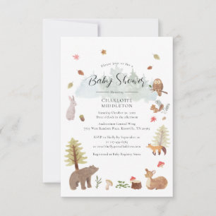 Woodland Animals Autumn Herfst Baby shower Kaart