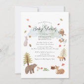 Woodland Animals Autumn Herfst Baby shower Kaart (Voorkant)