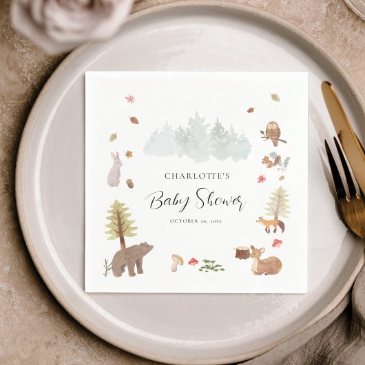 Woodland Animals Autumn Herfst Baby shower Papier Servet