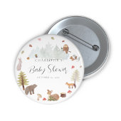 Woodland Animals Autumn Herfst Baby shower Ronde Button 5,7 Cm