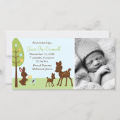 Woodland Animals Baby Birth Announements Aankondiging (Voorkant)