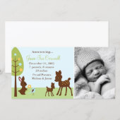 Woodland Animals Baby Birth Announements Aankondiging (Voorkant / Achterkant)