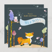 Woodland Animals Baby Boy Baby shower Kaart (Voorkant / Achterkant)