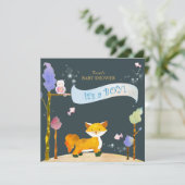 Woodland Animals Baby Boy Baby shower Kaart (Staand voorkant)