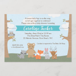 Woodland Animals Baby Boy Shower Invitation Kaart