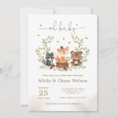 Woodland Animals Baby Boy Shower Invitation Kaart (Voorkant)