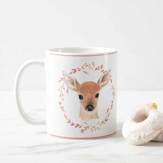 Woodland Animals Baby Deer Waterverf Cute Sweet Koffiemok (Met donut)