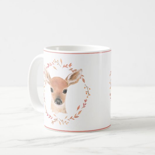 Woodland Animals Baby Deer Waterverf Cute Sweet Koffiemok (Voorkant links)
