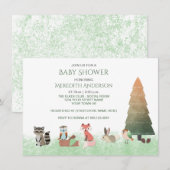 Woodland Animals Baby Douche Uitnodigingen (Voorkant / Achterkant)