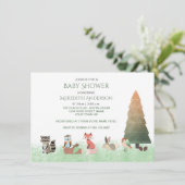 Woodland Animals Baby Douche Uitnodigingen (Staand voorkant)