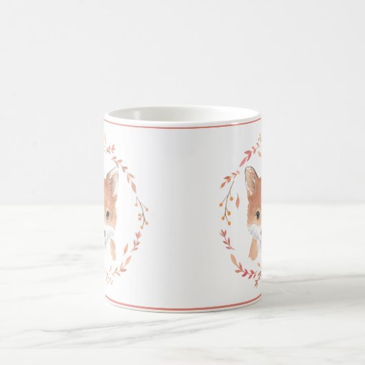 Woodland Animals Baby Fox Waterverf Cute Sweet Koffiemok (Center)