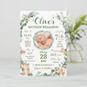 Woodland Animals Baby Geboortestatusbekendmaking (Staand voorkant)