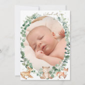 Woodland Animals Baby Geboortestatusbekendmaking (Achterkant)