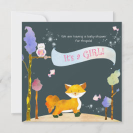 Woodland Animals Baby Girl Baby shower Kaart