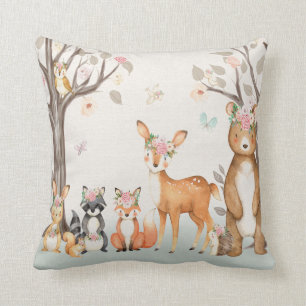 Woodland Animals Baby Girl Nursery Boho Pillow Kussen