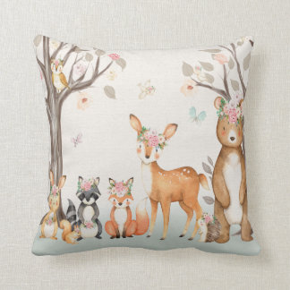 Woodland Animals Baby Girl Nursery Boho Pillow Kussen