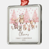 Woodland Animals Baby Meisje Keepsake Ornament (Links)