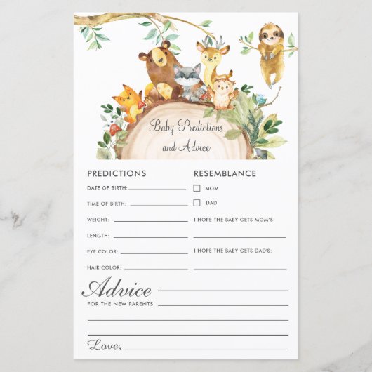 Woodland Animals Baby Predics & Advice Shower (Voorkant)