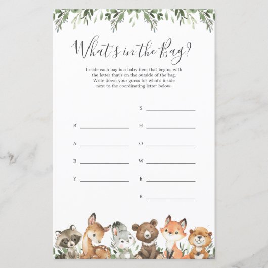 Woodland Animals Baby Raad eens wat er in de tas z (Voorkant)